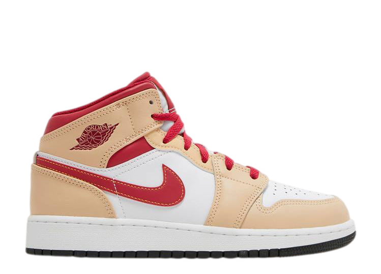 Air Jordan 1 Mid Beige Red (GS)